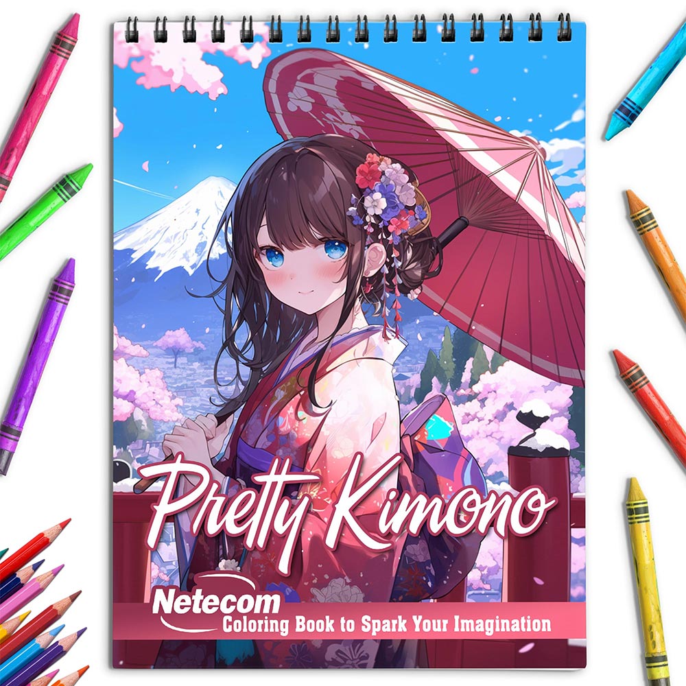 Netecom Pretty Kimono Coloring Book for Adults