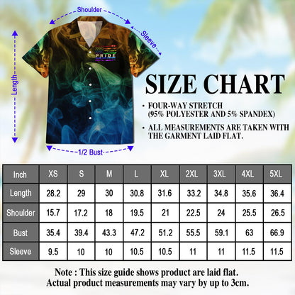 Netecom Pride Smoke Rainbow USA Flag Hawaiian Shirt for Men, Vintage Style, Button Down Summer Beach Short Sleeve, S-5XL