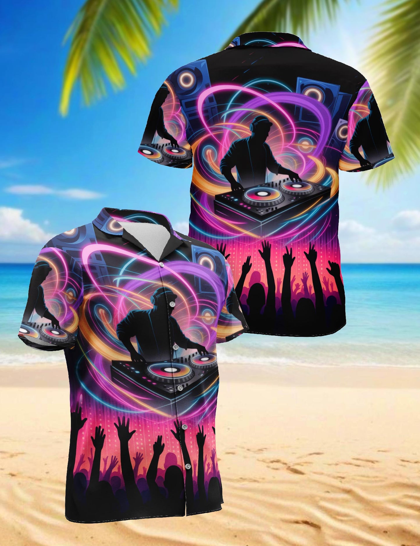 Netecom Proud DJ Life Hawaiian Shirt for Men, Music Party Style, Button Down Summer Beach Short Sleeve, S-5XL