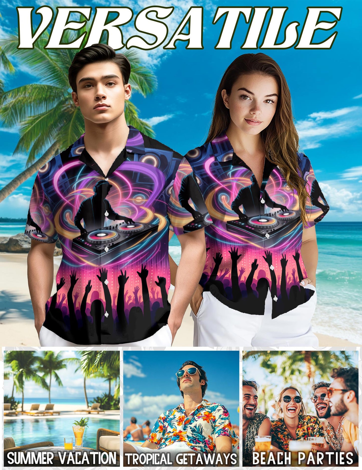 Netecom Proud DJ Life Hawaiian Shirt for Men, Music Party Style, Button Down Summer Beach Short Sleeve, S-5XL