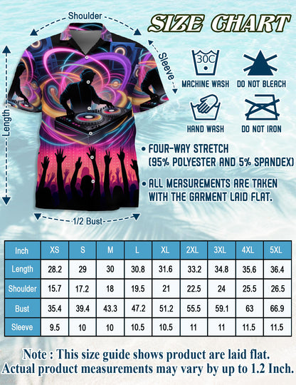 Netecom Proud DJ Life Hawaiian Shirt for Men, Music Party Style, Button Down Summer Beach Short Sleeve, S-5XL