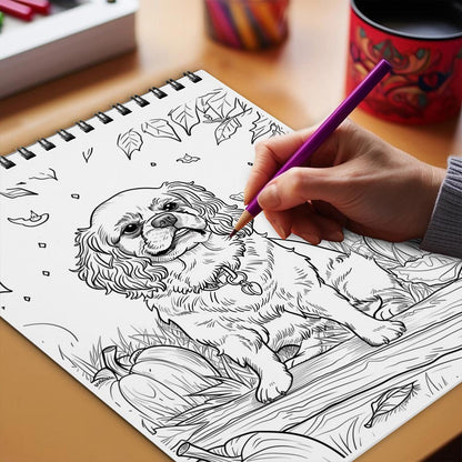 Netecom Pumpkin Cavalier Coloring Book Spiral Bound for Adults