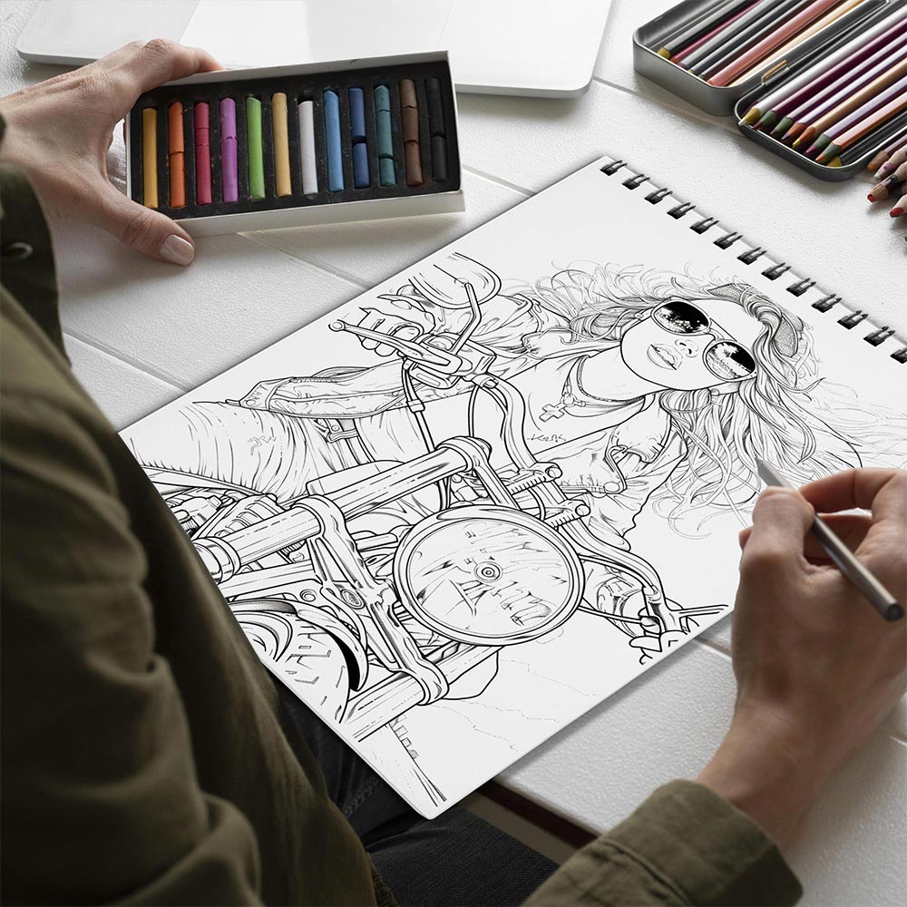 Netecom Punk Rock Spiral Bound Coloring Book for Adults