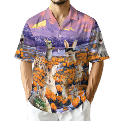 Netecom Rabbits In The Snow Hawaiian Shirt for Men