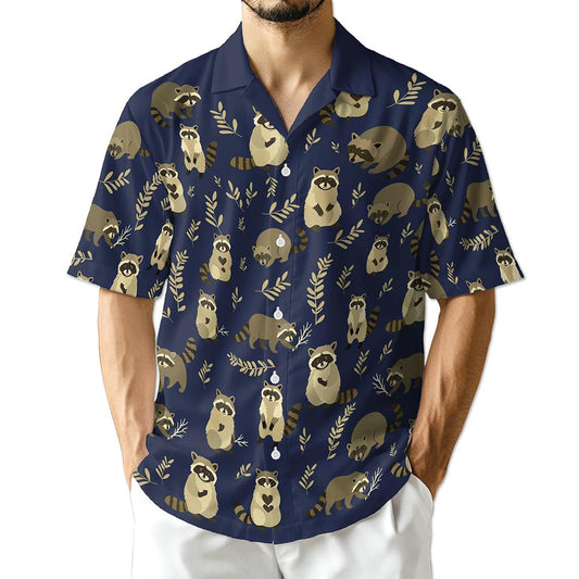 Netecom Raccoon Pattern Hawaiian Shirt for Men