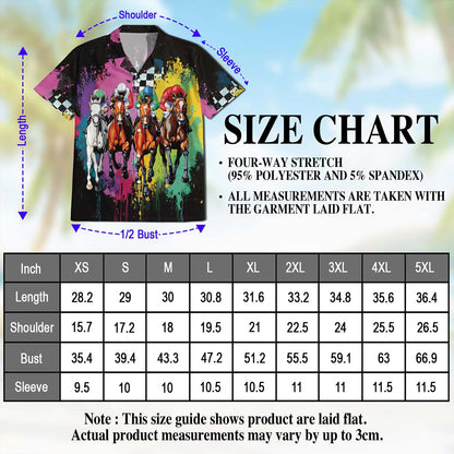 Netecom Racing Horse Hawaiian Shirt for Men, Button Down Summer Beach Short Sleeve, S-5XL