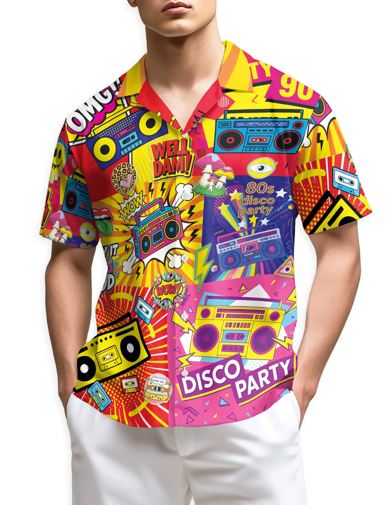 Netecom Radio Music Pop Art Hawaiian Shirt for Men
