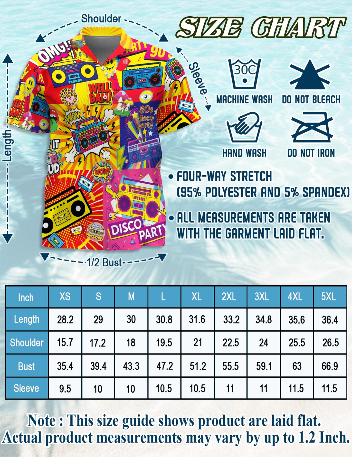 Netecom Radio Music Pop Art Hawaiian Shirt for Men, Retro Style, Button Down Summer Beach Short Sleeve, S-5XL