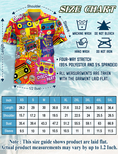 Netecom Radio Music Pop Art Hawaiian Shirt for Men, Retro Style, Button Down Summer Beach Short Sleeve, S-5XL