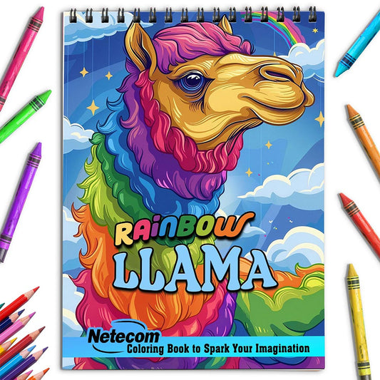 Netecom Rainbow Llama Coloring Book for Adults