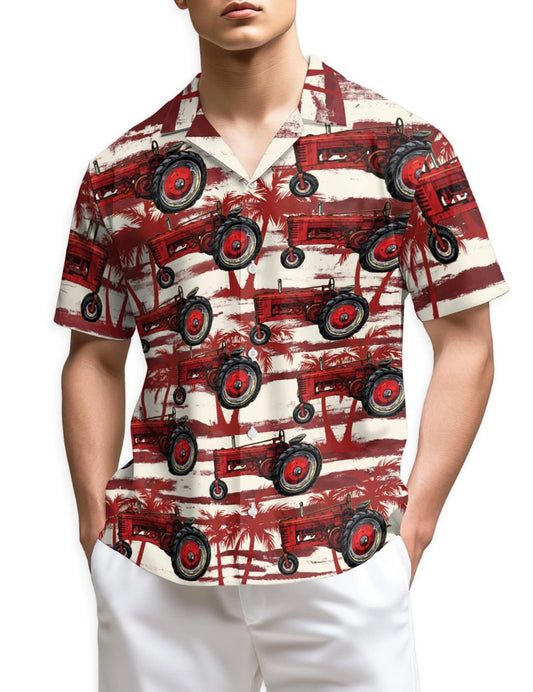 Netecom Red Tractor Hawaiian Shirt for Men
