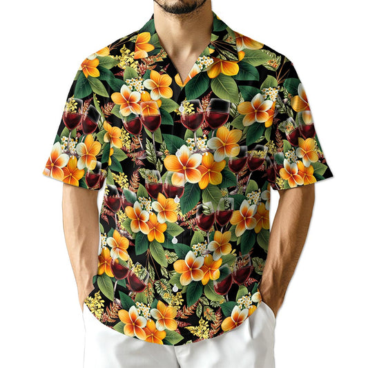 Netecom Red Wine Hawaiian Shirt for Men