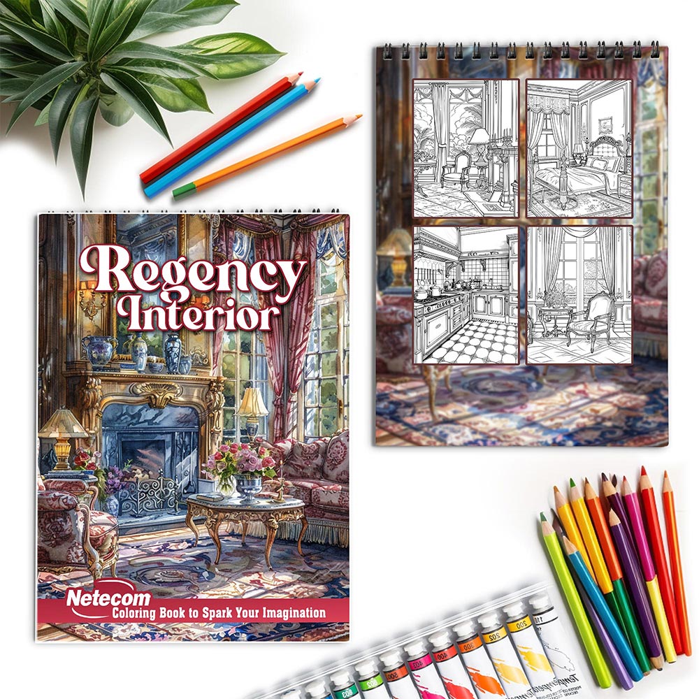 Netecom Regency Interior Spiral Coloring Book for Adults