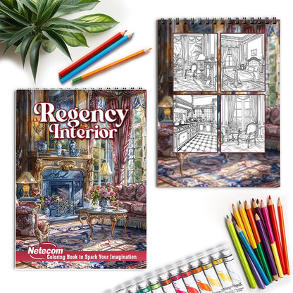 Netecom Regency Interior Spiral Coloring Book for Adults