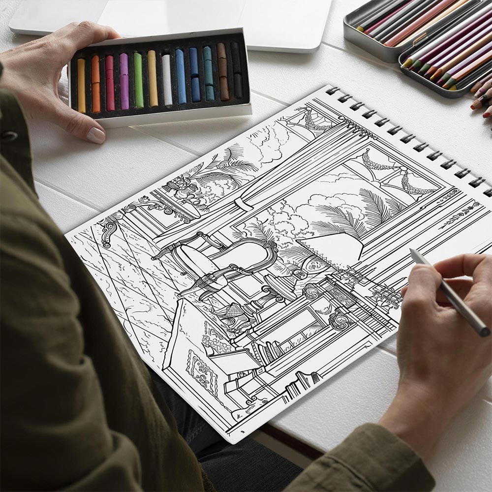Netecom Regency Interior Spiral Bound Coloring Book for Adults