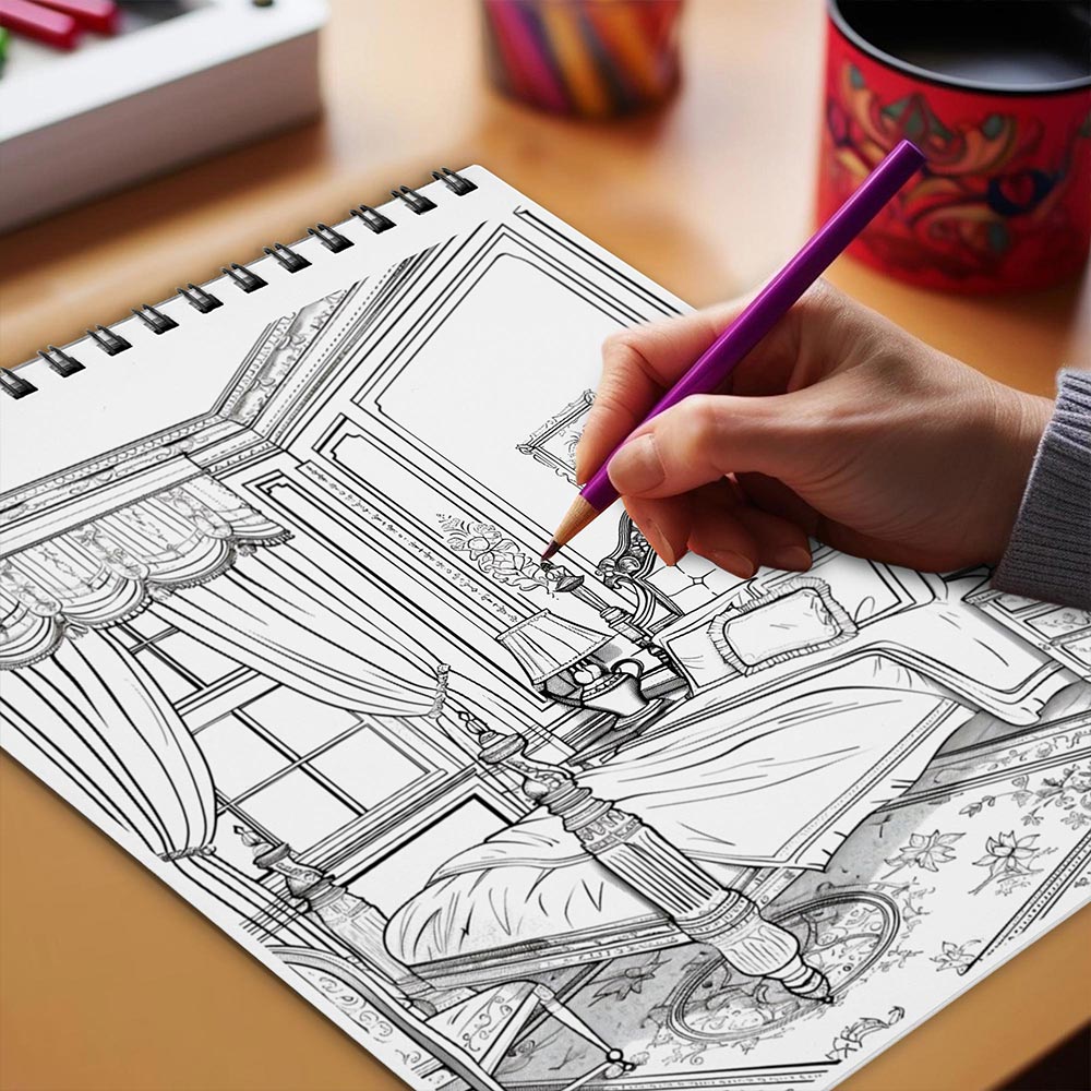 Netecom Regency Interior Coloring Book Spiral Bound for Adults