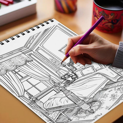 Netecom Regency Interior Coloring Book Spiral Bound for Adults