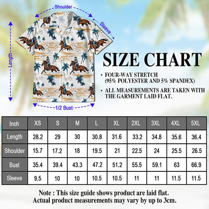 Netecom Reining Horse Floral Yellow Sand Hawaiian Aloha Shirt for Men, Button Down Summer Beach Short Sleeve, S-5XL