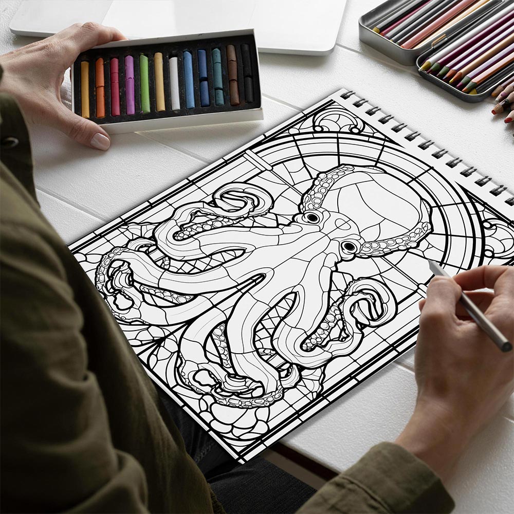 Netecom Relax Beach Landscape Spiral Bound Coloring Book for Adults
