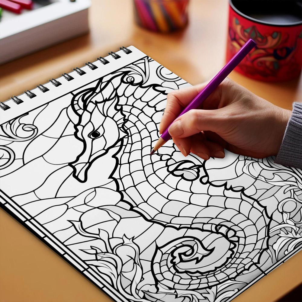 Netecom Relax Beach Landscape Coloring Book Spiral Bound for Adults