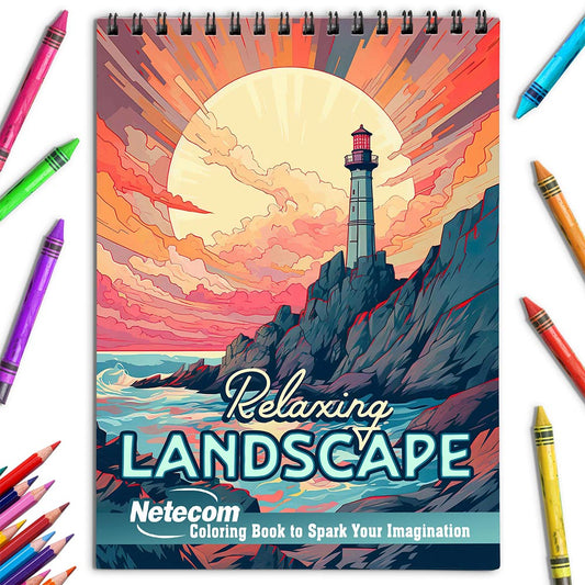 Netecom Relaxing Landscape Coloring Book for Adults
