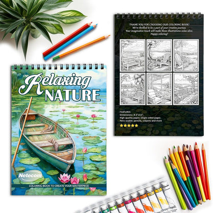 Netecom Relaxing Nature Spiral Coloring Book for Adults