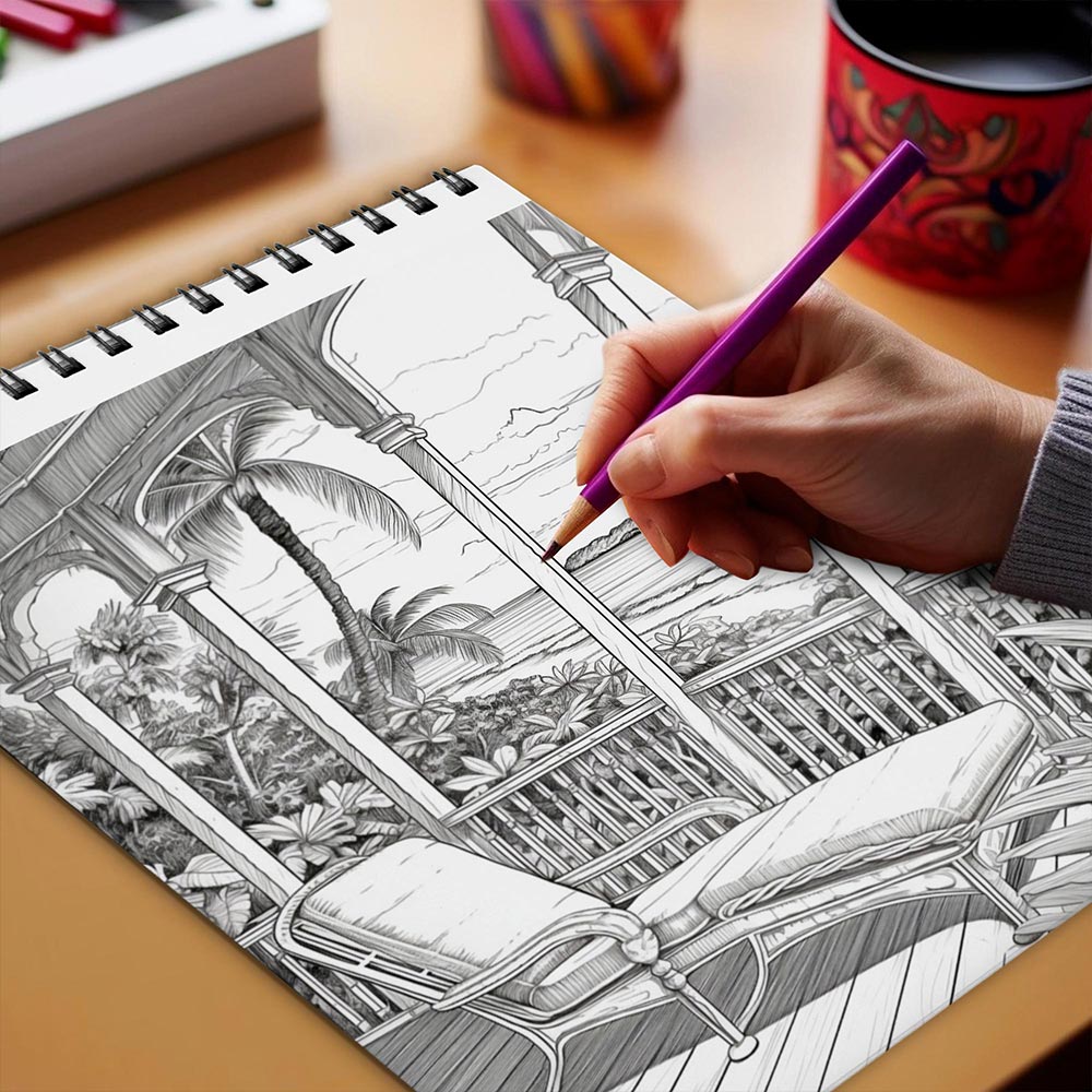 Netecom Relaxing Nature Coloring Book Spiral Bound for Adults