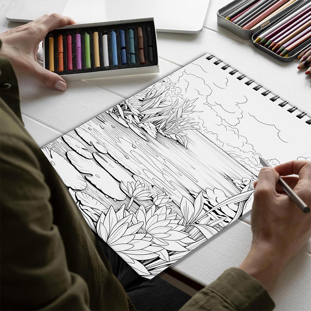 Netecom Relaxing Therapy Spiral Bound Coloring Book for Adults