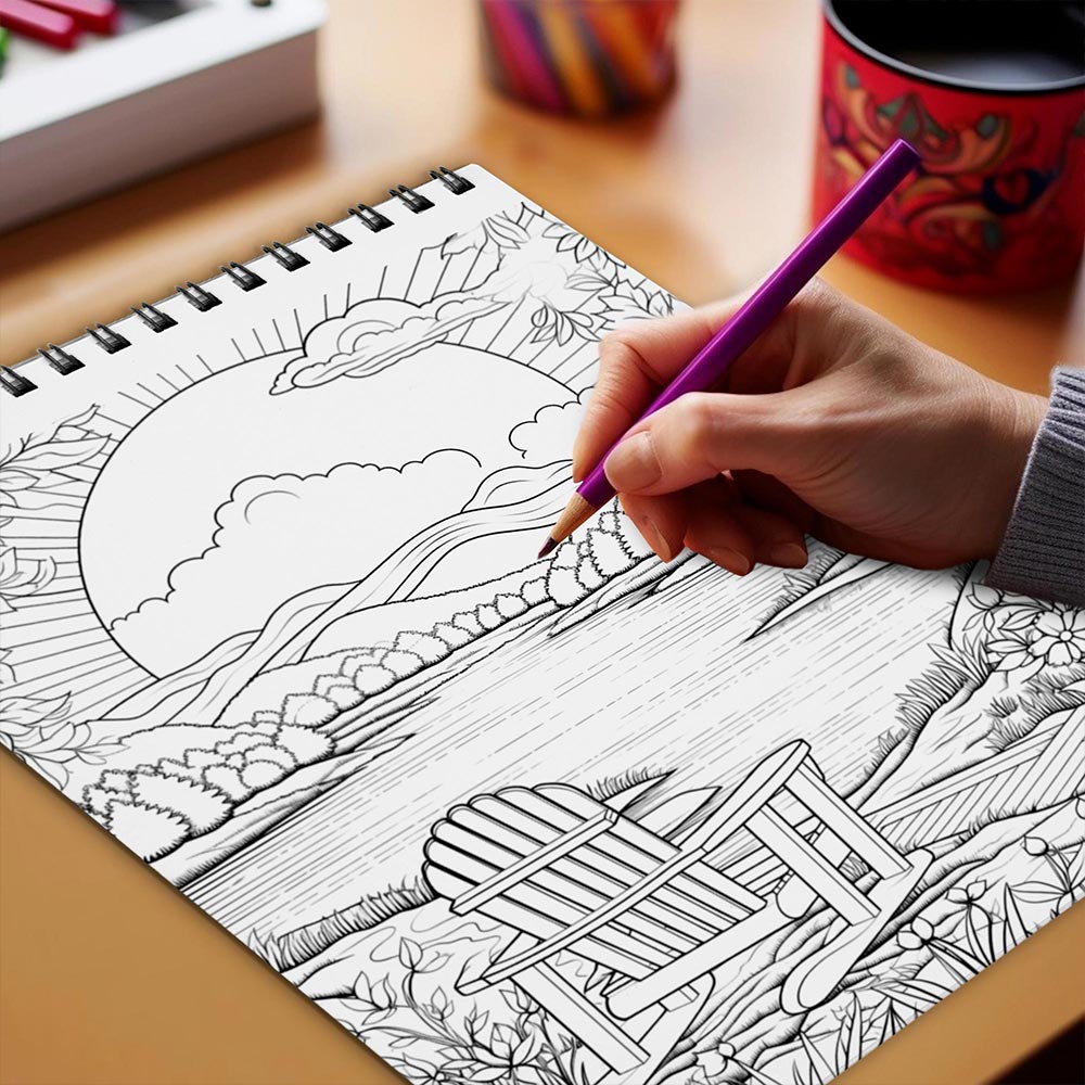 Netecom Relaxing Therapy Coloring Book Spiral Bound for Adults