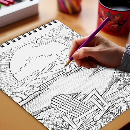Netecom Relaxing Therapy Coloring Book Spiral Bound for Adults