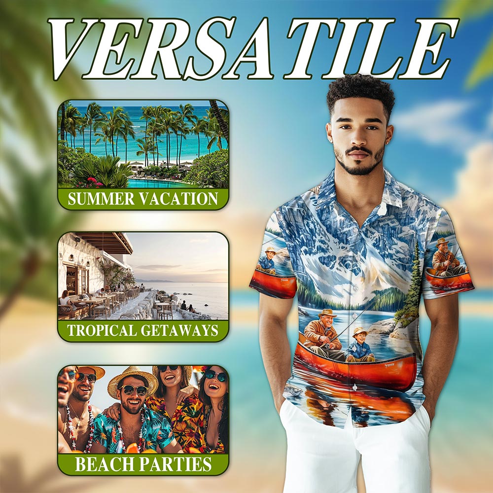 Netecom Retired Fishing Hawaiian Shirt for Men, Fisherman, Retirement Gifts, Button Down Summer Beach Short Sleeve, Sizes S-5XL