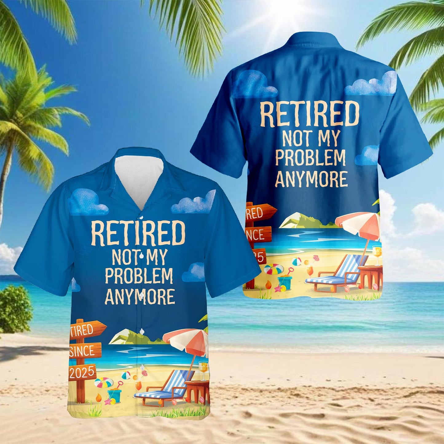 Netecom Retired Not My Problem Anymore Hawaiian Shirt for Men, Button Down Summer Beach Short Sleeve, Sizes S-5XL