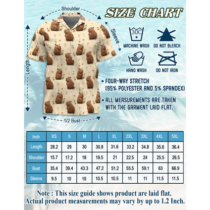 Netecom Retro Capybara Hawaiian Shirt for Men, Button Down Summer Beach Short Sleeve, Vintage Style, Sizes S-5XL