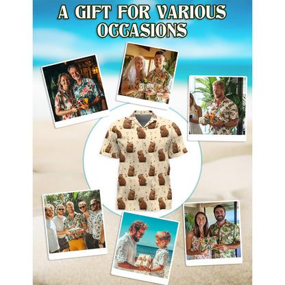 Netecom Retro Capybara Hawaiian Shirt for Men, Button Down Summer Beach Short Sleeve, Vintage Style, Sizes S-5XL