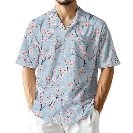 Netecom Retro Cherry Blossom Hawaiian Shirt for Men