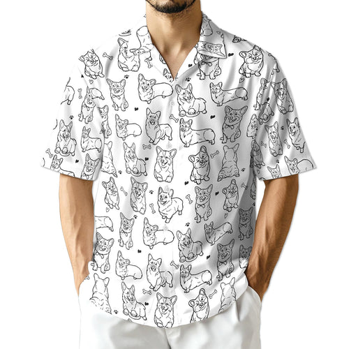Netecom Retro Corgi Hawaiian Shirt for Men