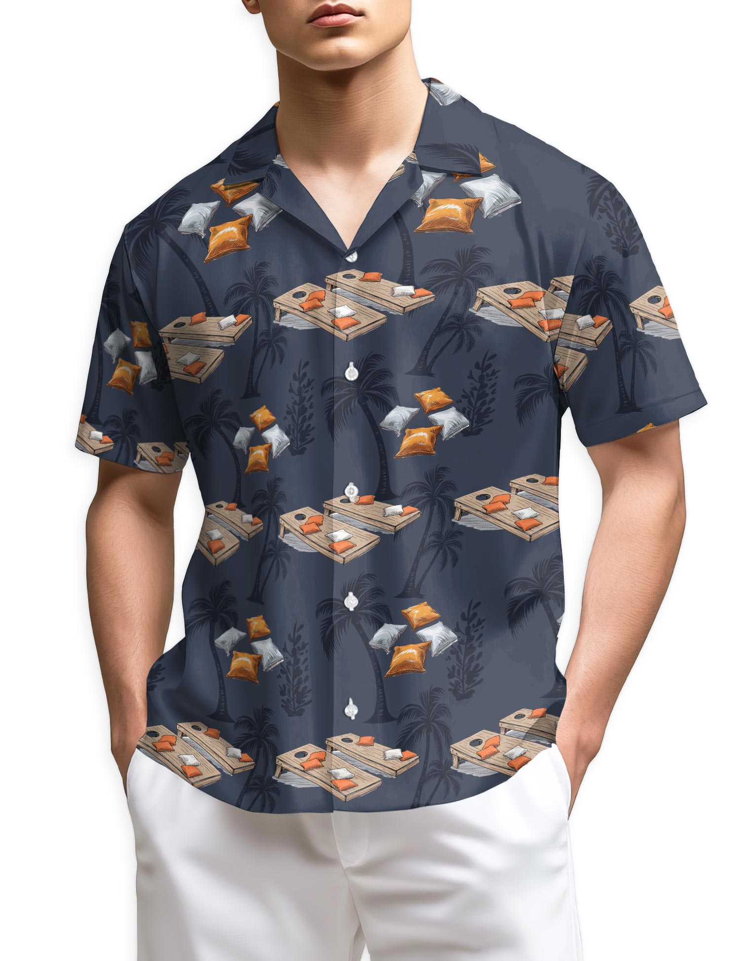 Netecom Retro Cornhole Tree Hawaiian Shirt for Men