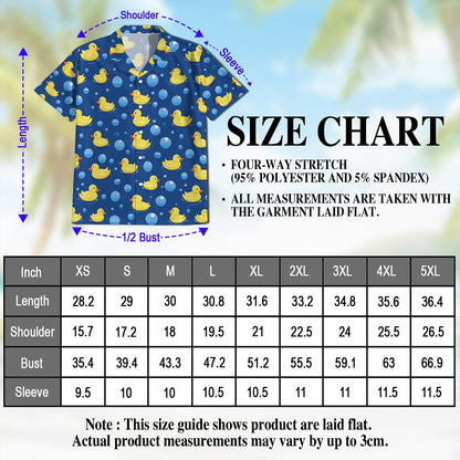 Netecom Retro Duck Hawaiian Shirt for Men, Vintage Style, Button Down Summer Beach Short Sleeve, S-5XL