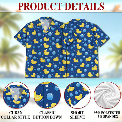 Netecom Retro Duck Hawaiian Shirt for Men, Vintage Style, Button Down Summer Beach Short Sleeve, S-5XL
