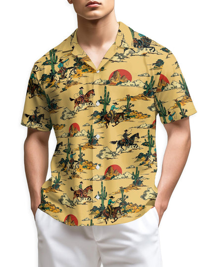 Netecom Retro Horse Cowboy Hawaiian Shirt for Men