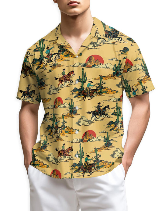 Netecom Retro Horse Cowboy Hawaiian Shirt for Men