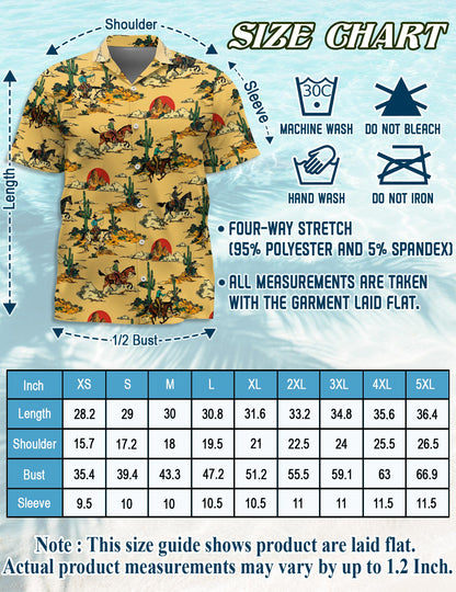 Netecom Retro Horse Cowboy Hawaiian Shirt for Men, Western Country Riding Button Down Summer Beach Short Sleeve Shirts, S-5XL
