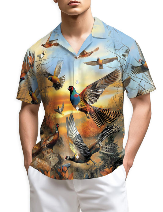 Netecom Retro Pheasant Hawaiian Shirt for Men