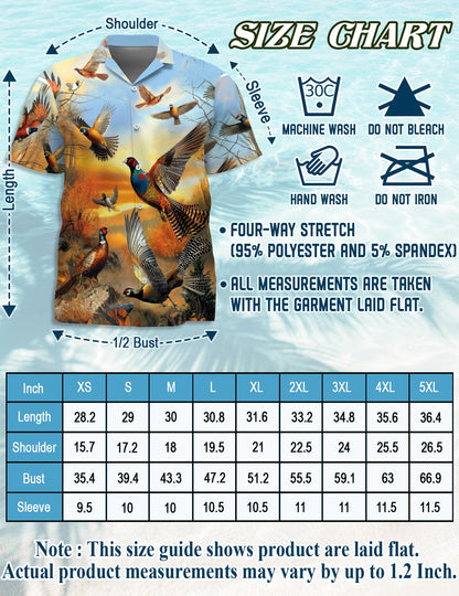 Netecom Retro Pheasant Hawaiian Shirt for Men, Bird Lover Gifts, Animal Button Down Summer Beach Short Sleeve Shirts, S-5XL