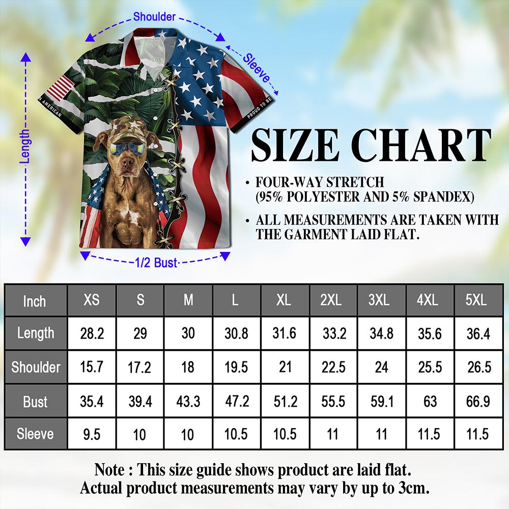 Netecom Retro Pitbull 4th of July Hawaiian Shirt for Men, Independence Day American Flag Button Down Summer Beach Shirt, S-5XL