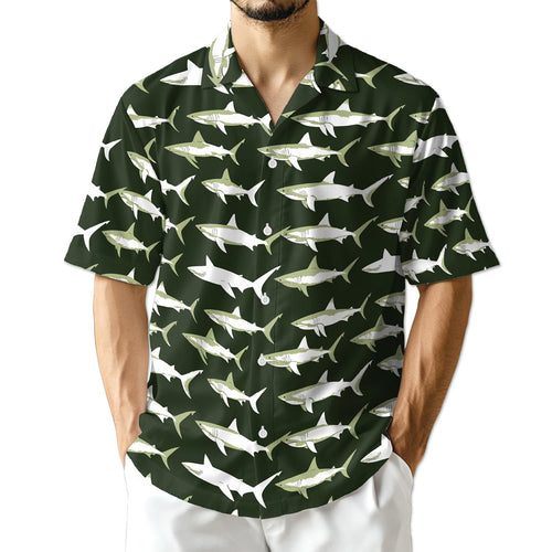 Netecom Retro Shark Hawaiian Shirt for Men
