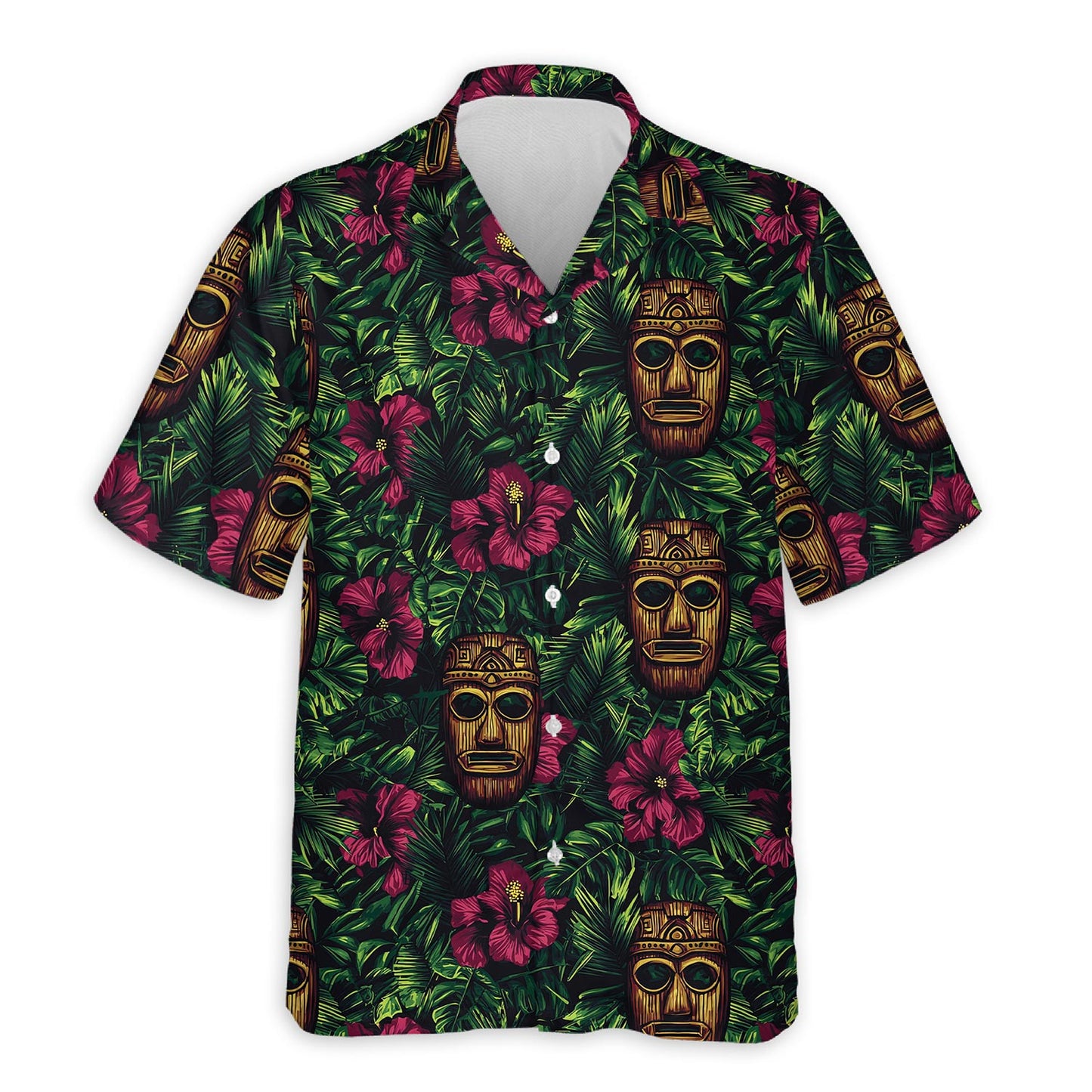 Netecom Retro Tiki Mask Hawaiian Shirt for Men