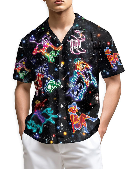 Netecom Riding Cow Neon Love Hawaiian Shirt for Men