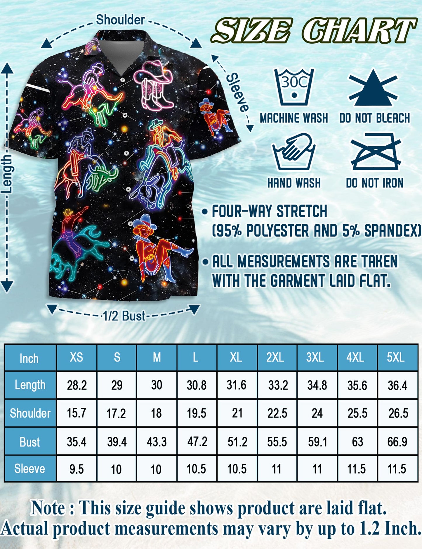 Netecom Riding Cow Neon Love Hawaiian Shirt for Men, Retro Style, Button Down Summer Beach Short Sleeve, S-5XL