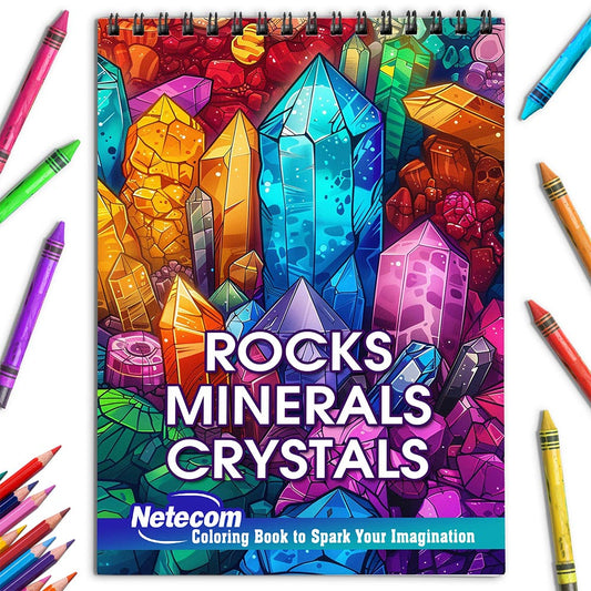 Netecom Rocks, Minerals & Crystals Coloring Book for Adults